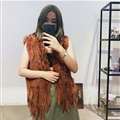 Cheap Winter Elegant Faux Rabbit Fur Vest Fashion Women Waistcoat - Caramel