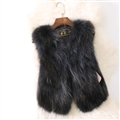 Cheap Winter Elegant Faux Raccoon Fur Vest Fashion Women Waistcoat - Grey