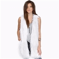 Cheap Winter Long Faux Fur Vest Fashion Women Waistcoat - White
