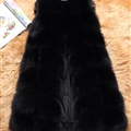 Classic Winter Furry Faux Fox Fur Vest Fashion Women Waistcoat - Black