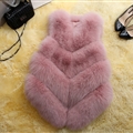 Cute Elegant Faux Fox Fur Vest Fashion Women Overcoat - Pink