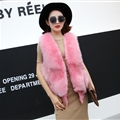 Luxury Winter Elegant Real Fox Fur Vest Fashion Women Overcoat - Pink