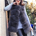 Luxury Winter Super Real Fox Fur Vest Women Overcoat - Grey
