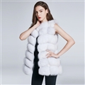 Luxury Winter Super Real Fox Fur Vest Women Overcoat - White