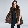 Luxury Winter Super Real Lamb Fur Vests Women Overcoat - Coffee