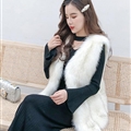 Mink Genuine Real Fox Fur Vest Fashion Women Medium-long With Belt Fur Waistcoat - White