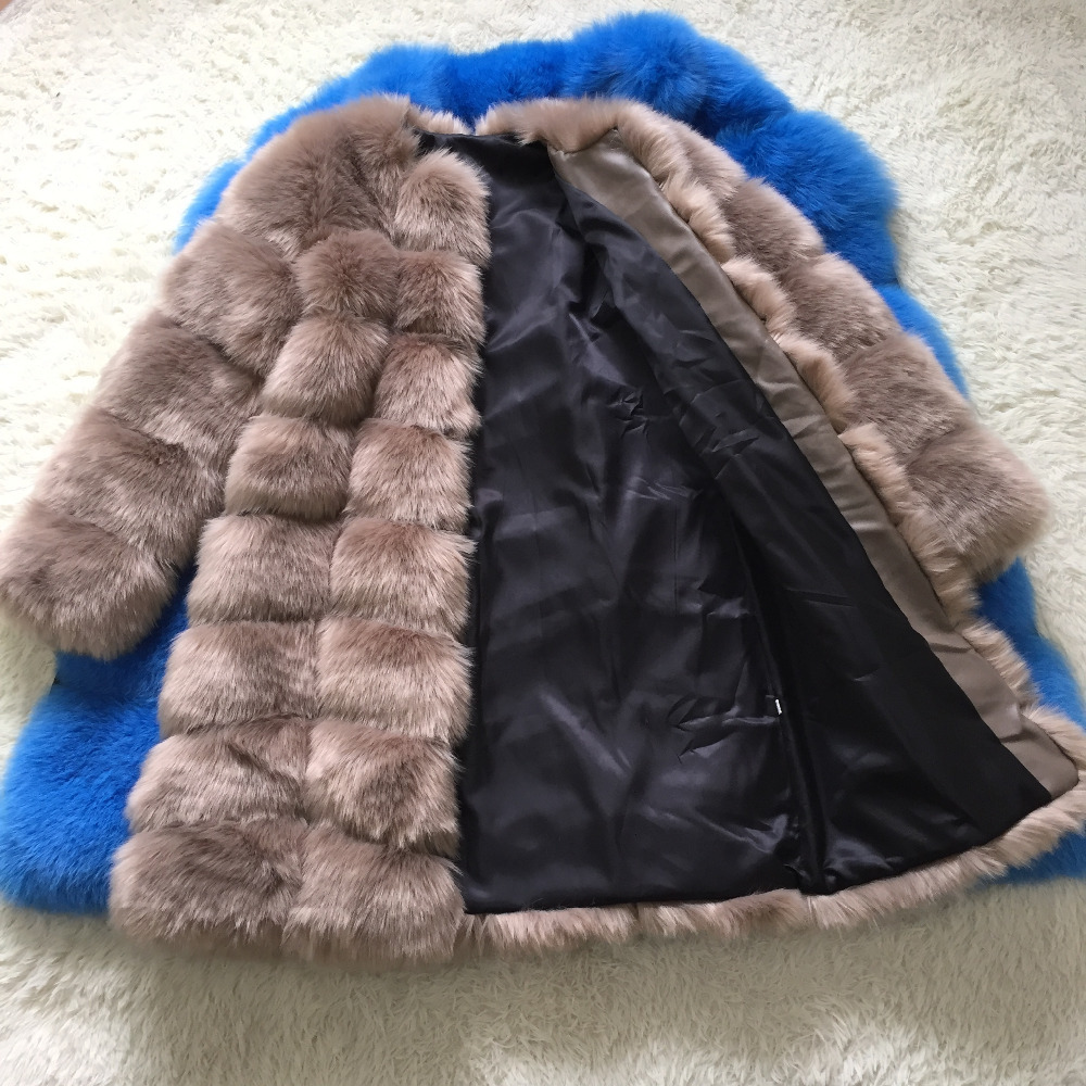 Buy Wholesale Nine Points Sleeve Warm Faux Fox Fur Overcoat Fashion ...