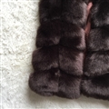 Nine Points Sleeve Warm Faux Fox Fur Overcoat Fashion Women Coat - Coffee