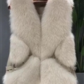 Popular Winter Short Furry Real Fox Fur Vest Fashion Women Waistcoat - White