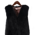 Pretty Cute Elegant Faux Fox Fur Vest Fashion Women Overcoat - Black