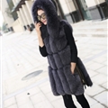 Splicing Long Furry Faux Fox Fur Vest Fashion Women Overcoat - Silvery