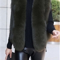 Thick Furry Faux Fox Fur Vest Fashion Women Overcoat - Green
