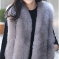 Thick Furry Faux Fox Fur Vest Fashion Women Overcoat - Grey