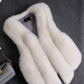 Thick Furry Faux Fox Fur Vest Fashion Women Overcoat - White