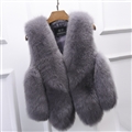Unique Good Warm Faux Fox Fur Vests Fashion Women Waistcoat - Grey