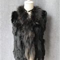 Unique Winter Elegant Faux Rabbit Fur Vest Fashion Women Waistcoat - Black