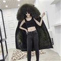 Warm Real Raccoon Fur Overcoat Fashion Women Coat - Green 01