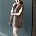 Warm Temperament Real Fox Fur Vest Women Overcoat - Brown