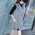 Warm Temperament Real Fox Fur Vest Women Overcoat - Grey