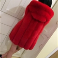 Wholesale Furry Faux Fox Fur Vest Fashion Women Overcoat - Red
